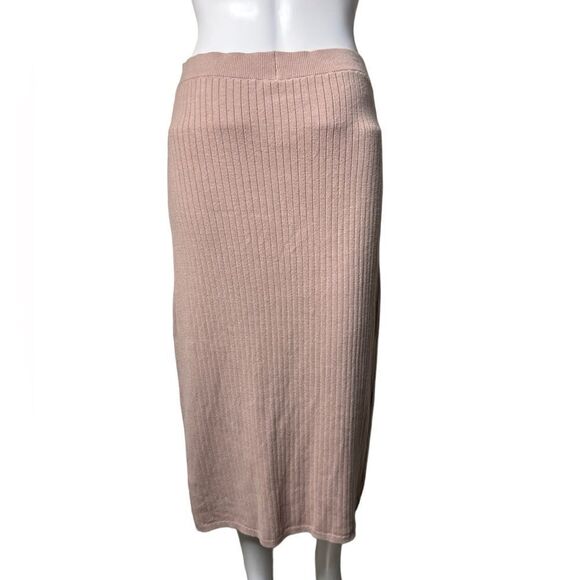 Free People Skyline Ribbed Midi Skirt Pink Size Small - Picture 2 of 2
